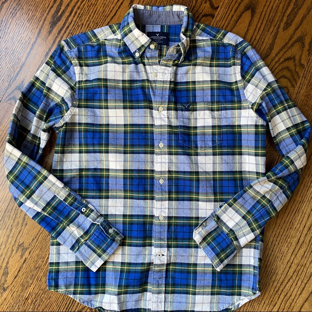 AE Outfitters ButtonFront Classic Blue/Green Plaid